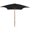vidaXL Parasol ogrodowy na drewnianym słupku, czarny, 200x300 cm