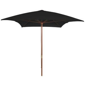 vidaXL Parasol ogrodowy na drewnianym słupku, czarny, 200x300 cm