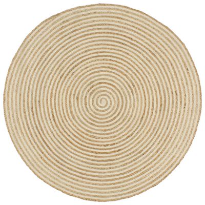 vidaXL Dywanik ręcznie wykonany z juty, spiralny wzór, biały, 120 cm