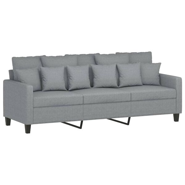 vidaXL 3-osobowa sofa z podnóżkiem, jasnoszara, 180 cm, tkaniną