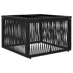 vidaXL St&oacute;ł Ogrodowy Czarny 55 x 55 x 37 cm Rattan PE i Szkło