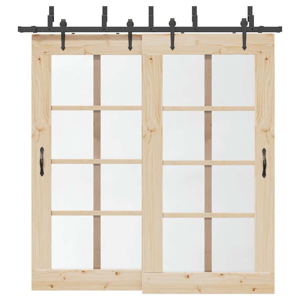 vidaXL System do montażu drzwi przesuwnych, 213,5 cm, stal, czarny