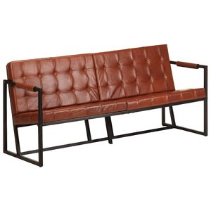 vidaXL Sofa 3-osobowa, brązowa, naturalna sk&oacute;ra kozia