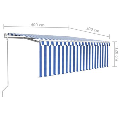 vidaXL Automatycznie zwijana markiza z zasłoną, 4x3 m, niebiesko-biała