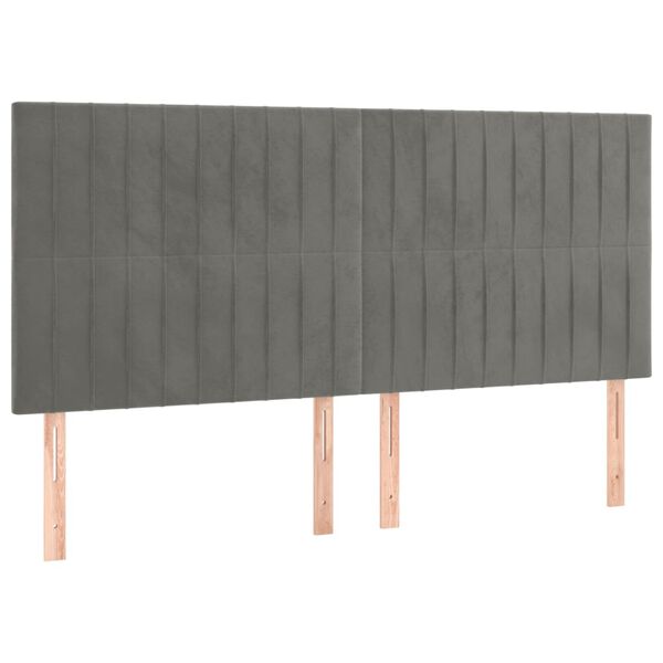 vidaXL Zagł&oacute;wek do ł&oacute;żka z LED, jasnoszary, 180x5x118/128 cm, aksamit