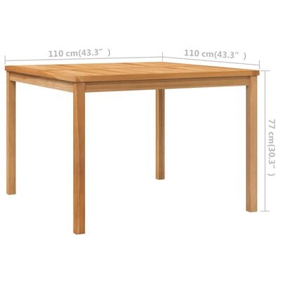 vidaXL Stół ogrodowy, 110x110x77 cm, lite drewno tekowe