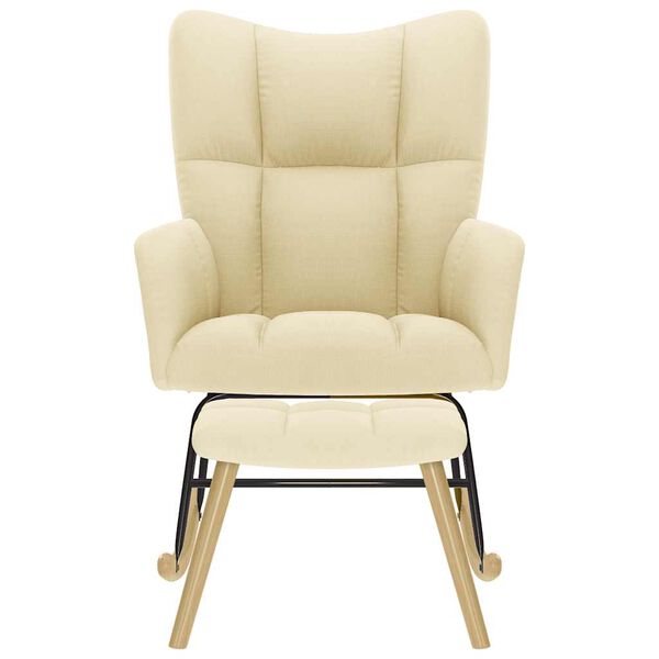 vidaXL Fotel bujany z podn&oacute;żkiem, kremowy, obity tkaniną