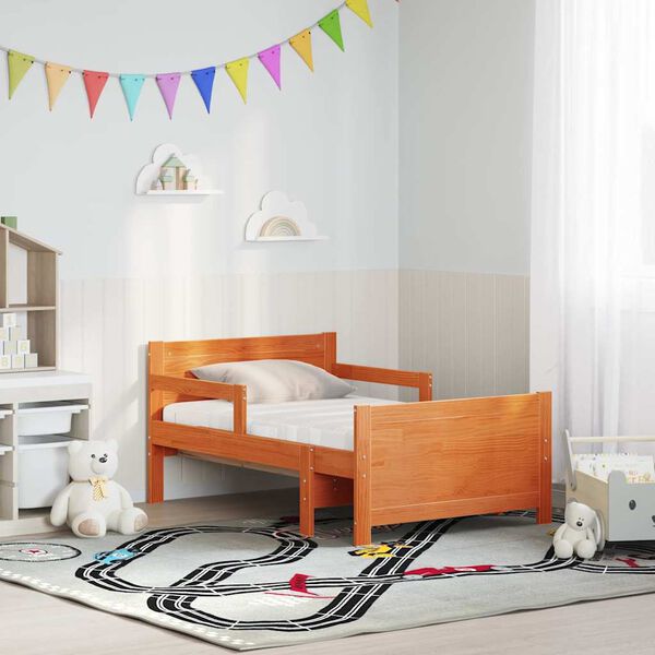 vidaXL Ramka ł&oacute;żka z materacem Brązowy 80 x 200 cm Lite drewno sosnowe