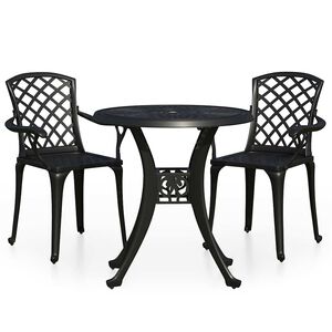 vidaXL 3-cz. zestaw mebli bistro ze stopu aluminium, czarny