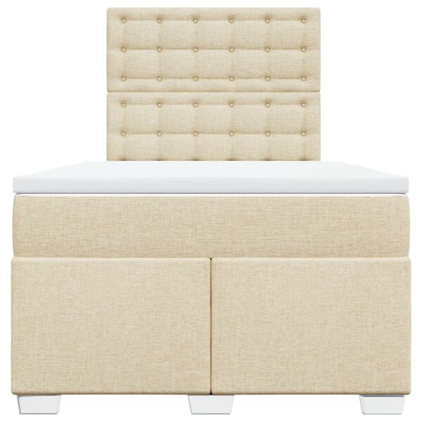 vidaXL Ł&oacute;żko kontynentalne z materacem, kremowe, tkanina, 120x200 cm