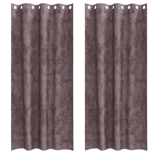 vidaXL Zasłony z weluru z zasłonami 2 pcs Brązowy 260 x 140 cm Aksamit