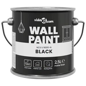 vidaXL Farba do ścian Czarny 2,5 L Wydruk na ścianie
