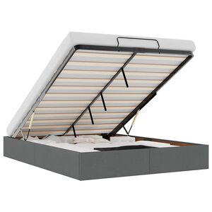 vidaXL Rama ł&oacute;żka otomana bez materacem, szara, 140x190 cm, tkanina