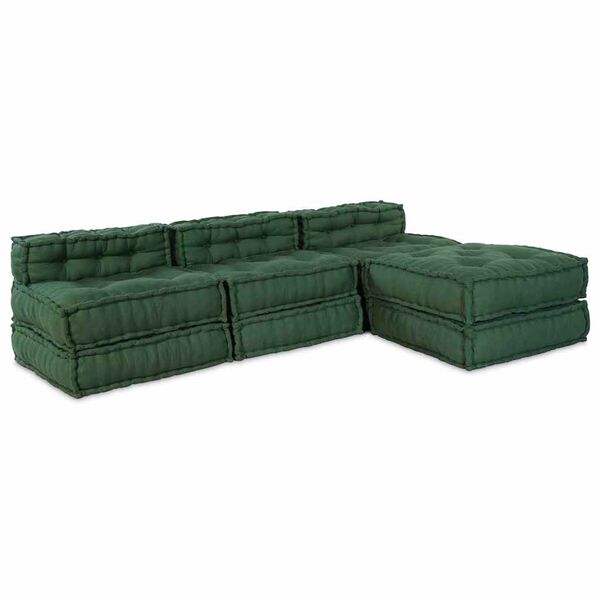 vidaXL Modułowa sofa 4 pcs Zielony tkanina
