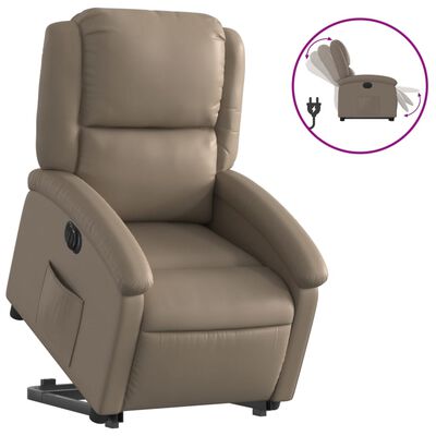 vidaXL Rozkładany fotel pionizujący, elektryczny, cappuccino, ekoskóra
