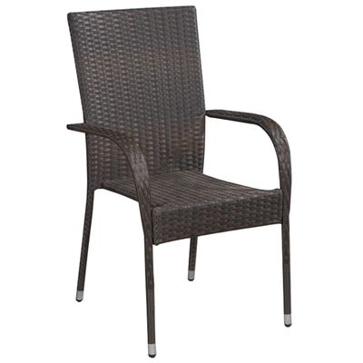 vidaXL Sztaplowane krzesła ogrodowe, 6 szt., polirattan, brązowe