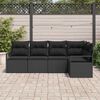 vidaXL Zestaw Sof 5 pcs Czarny polirattan