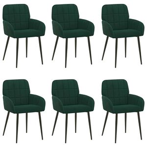 vidaXL Krzesła jadalne 6 pcs Welur Ciemnozielony 57 x 50 x 85 cm