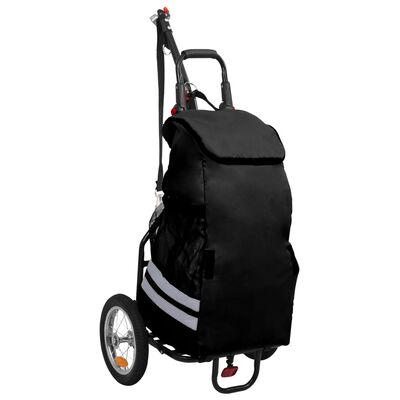 vidaXL Składana przyczepka rowerowa z torbą na zakupy, czarna
