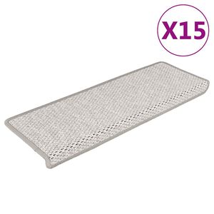vidaXL Samoprzylepne nakładki na schody 15 szt., 65x21x4 cm, platynowe