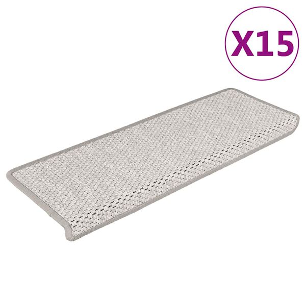 vidaXL Samoprzylepne nakładki na schody 15 szt., 65x21x4 cm, platynowe