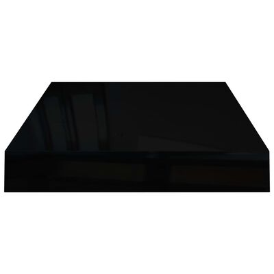 vidaXL Półki ścienne, 2 szt., czarne, wysoki połysk, 40x23x3,8 cm, MDF
