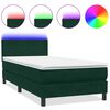 vidaXL Ł&oacute;żko kontynentalne z materacem i LED ciemnozielony aksamit 80x220 cm