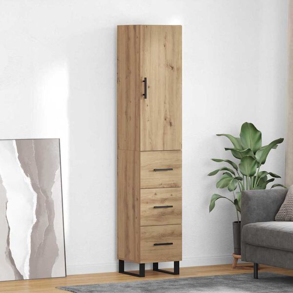 vidaXL Highboard z szufladą Dąb rzemieślniczy 34,5 x 34 x 180 cm