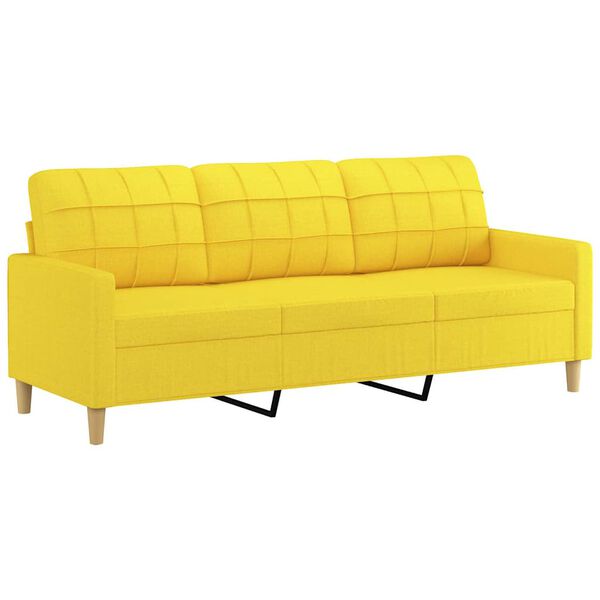 vidaXL Sofa 3-osobowa, jasnożółta, 180 cm, tapicerowana tkaniną