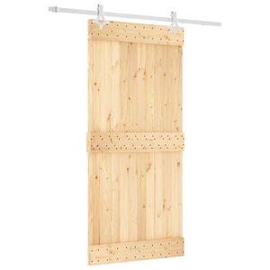 vidaXL Drzwi przesuwne 95 x 210 cm Lite Drewno Sosnowe (Nieobrobione)