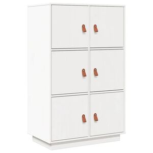 vidaXL Szafka, biała, 67x40x108,5 cm, lite drewno sosnowe
