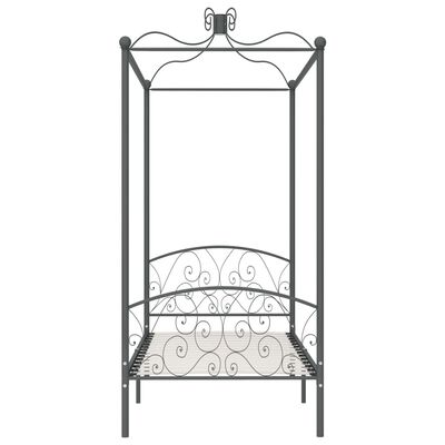 vidaXL Rama łóżka z baldachimem, szara, metalowa, 90 x 200 cm