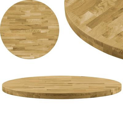 vidaXL Okrągły blat do stolika z litego drewna dębowego, 44 mm, 800 mm