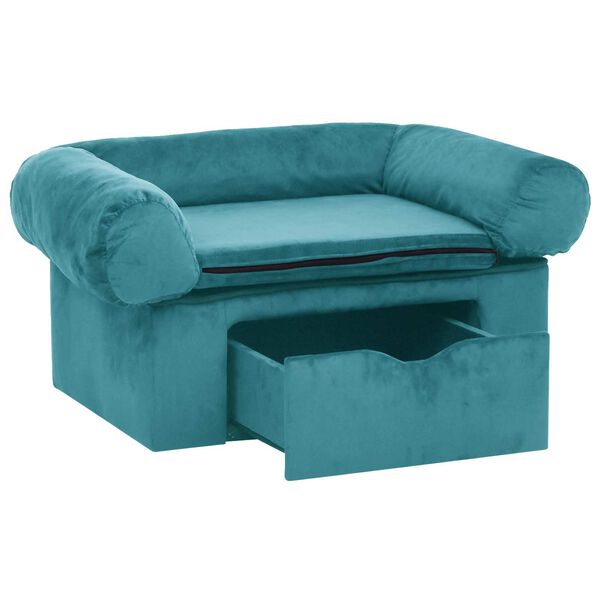 vidaXL Sofa dla psa z przechowywaniem Turkusowy 75 x 50 x 38cm Plusz