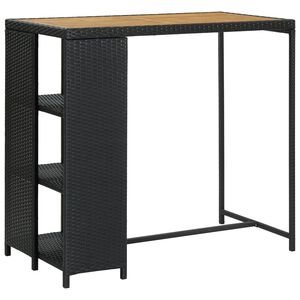 vidaXL Stolik barowy z p&oacute;łką, czarny, 120x60x110 cm, polirattan