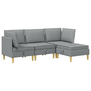 vidaXL Modularny Zestaw Sofy z Przechowalnią 4 szt. jasnoszary tkanina