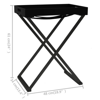vidaXL Składany stolik, czarny, 48x34x61 cm, MDF