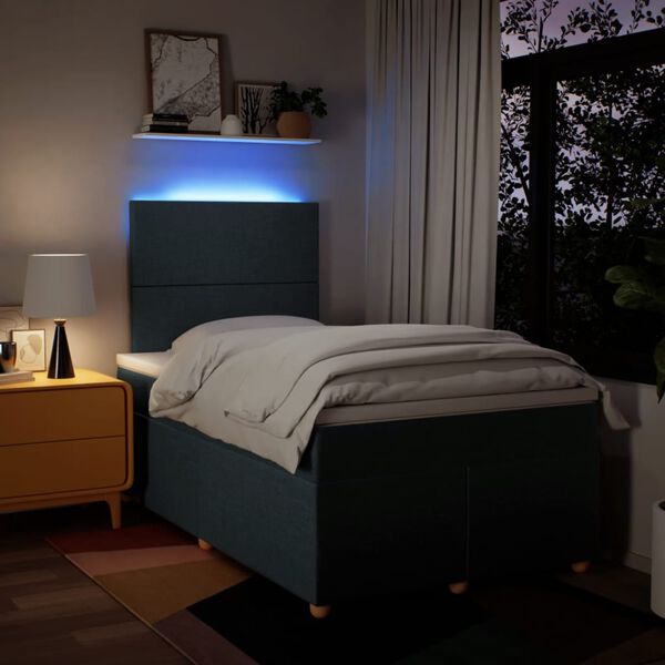 vidaXL Ł&oacute;żko kontynentalne z materacem, niebieskie, 120x190cm, tkanina