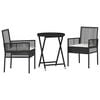 vidaXL Zestaw Bistro Ogrodowego 3 pcs Czarny polirattan