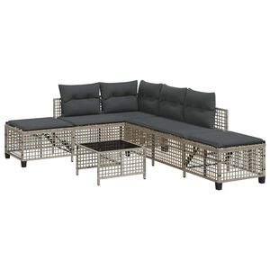 vidaXL vidaXL 3-cz. narożna sofa ogrodowa z poduszkami, jasnoszara