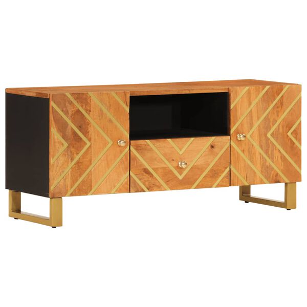 vidaXL Szafka pod TV, brązowo-czarna 105x33,5x46 cm, lite drewno mango