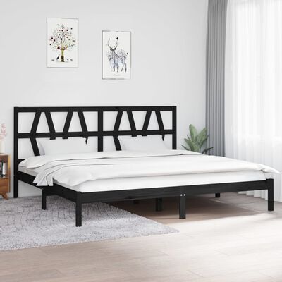 vidaXL Rama łóżka, czarna, lite drewno sosnowe, 200 x 200 cm