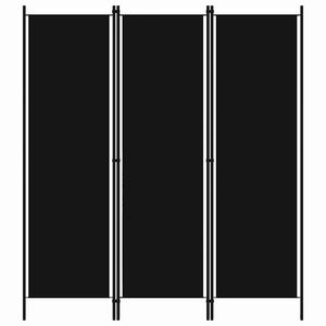 vidaXL Parawan 3-panelowy, czarny, 150 x 180 cm