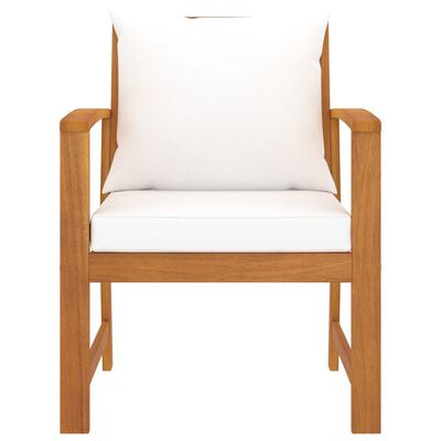 vidaXL Krzesła ogrodowe, 2 szt., kremowe poduszki, drewno akacjowe