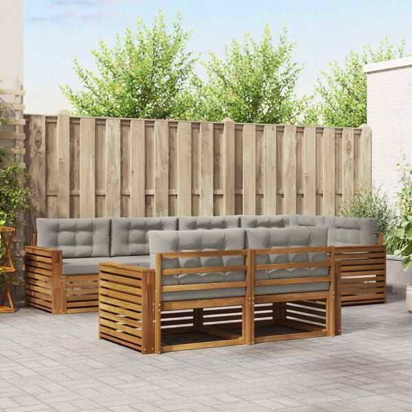 vidaXL Zestaw sof na zewnątrz z poduszką 7 pcs Naturalny i Jasny Szary