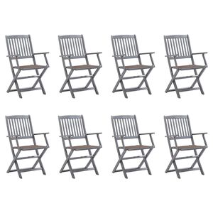 vidaXL Składane krzesła ogrodowe z poduszkami, 8 szt., drewno akacjowe