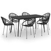 vidaXL 7-cz. zestaw mebli ogrodowych, rattan PVC, czarny