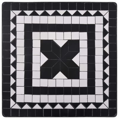 vidaXL Mozaikowy stolik bistro, czarno-biały, 60 cm, ceramiczny