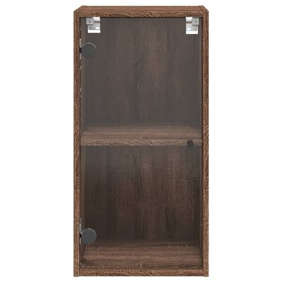 vidaXL Szafka wisząca, szklane drzwi, brązowy dąb, 35x37x68,5 cm