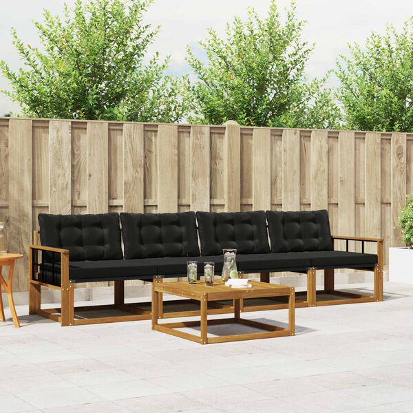 vidaXL Zestaw sof na zewnątrz z poduszką 5 pcs Naturalny i czarny
